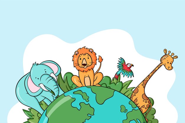 Sfondo della giornata mondiale degli animali disegnati a mano