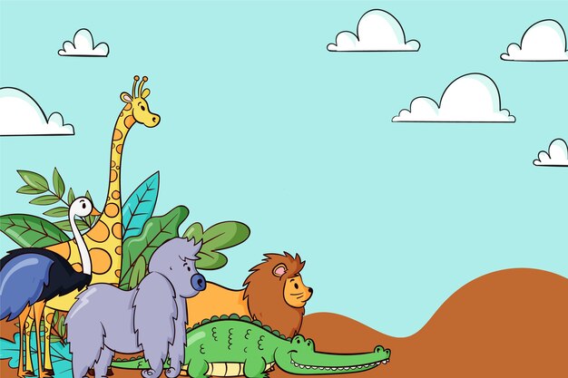 Sfondo della giornata mondiale degli animali disegnati a mano