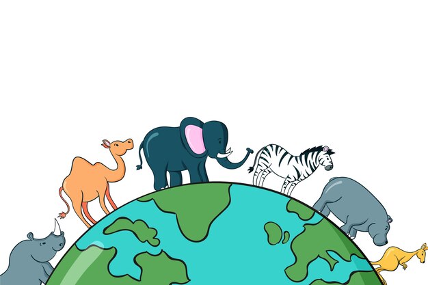 Sfondo della giornata mondiale degli animali disegnati a mano