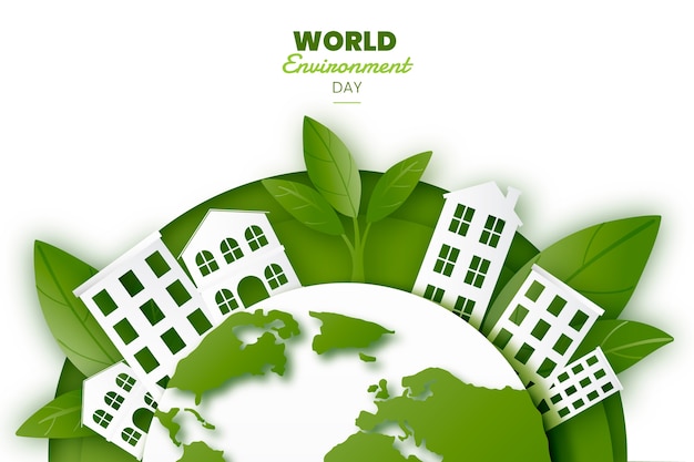 Sfondo della giornata mondiale dell'ambiente in stile carta