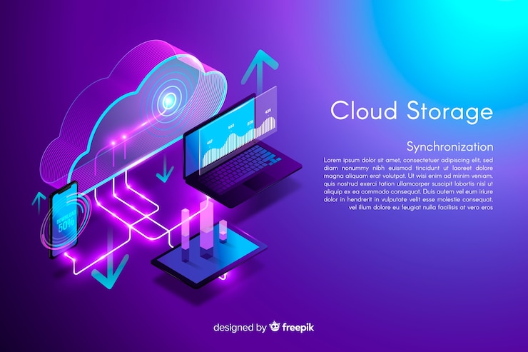 Vettore gratuito sfondo di archiviazione cloud isometrica