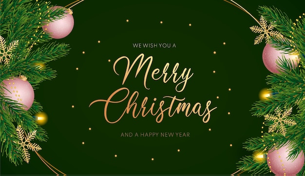 Sfondo di buon Natale con decorazioni realistiche