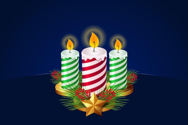 Sfondo di candela di Natale design piatto