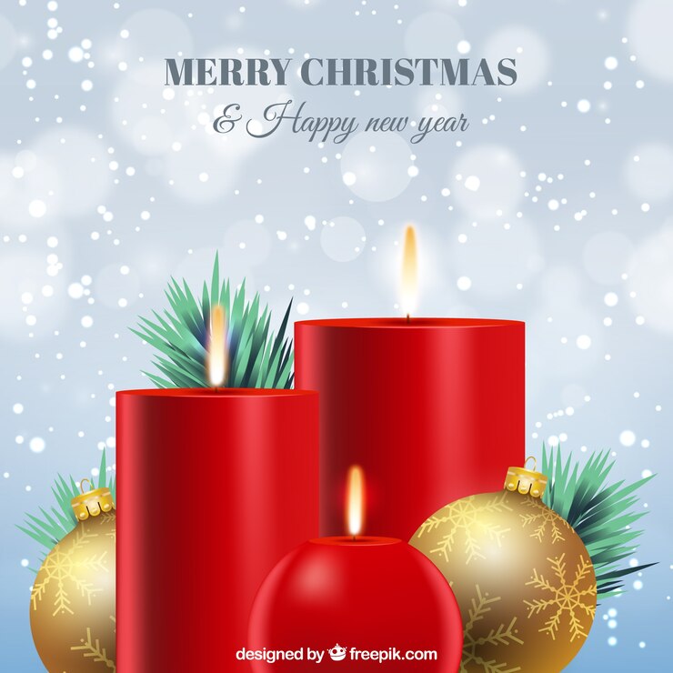 Vettore gratuito sfondo di candele rosse di natale