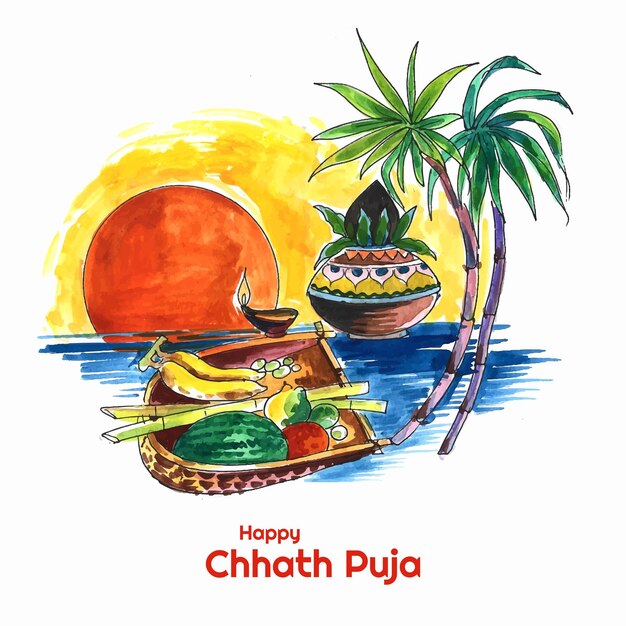 Sfondo di carta festival chhath puja innovativo