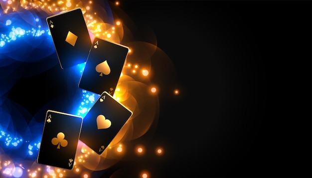 Sfondo di carte da casinò con luci scintillanti | Vettore Gratis