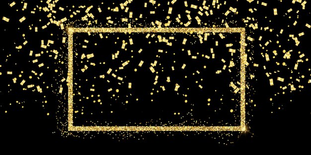 Sfondo di celebrazione con cornice glitter e coriandoli d'oro