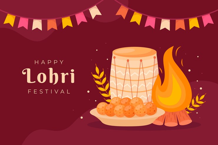 Vettore gratuito sfondo di celebrazione del festival piatto lohri