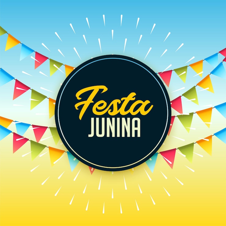 Vettore gratuito sfondo di celebrazione di festa junina con bandiere di festa
