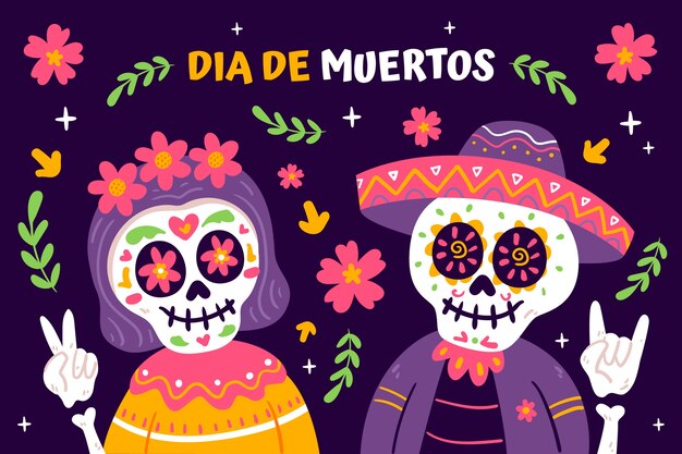 Sfondo di celebrazione piatto dia de muertos