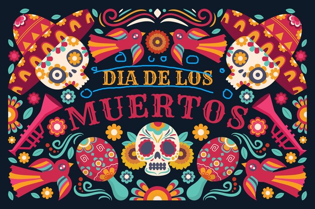 Sfondo di celebrazione piatto dia de muertos