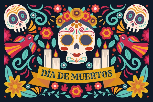 Sfondo di celebrazione piatto dia de muertos
