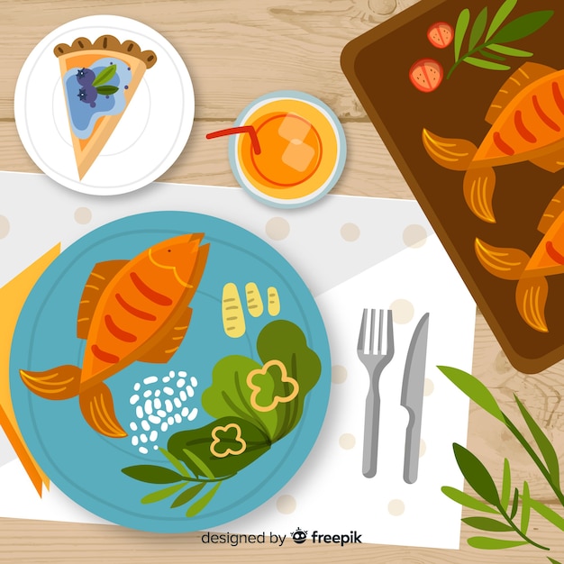 Sfondo di cibo piatto
