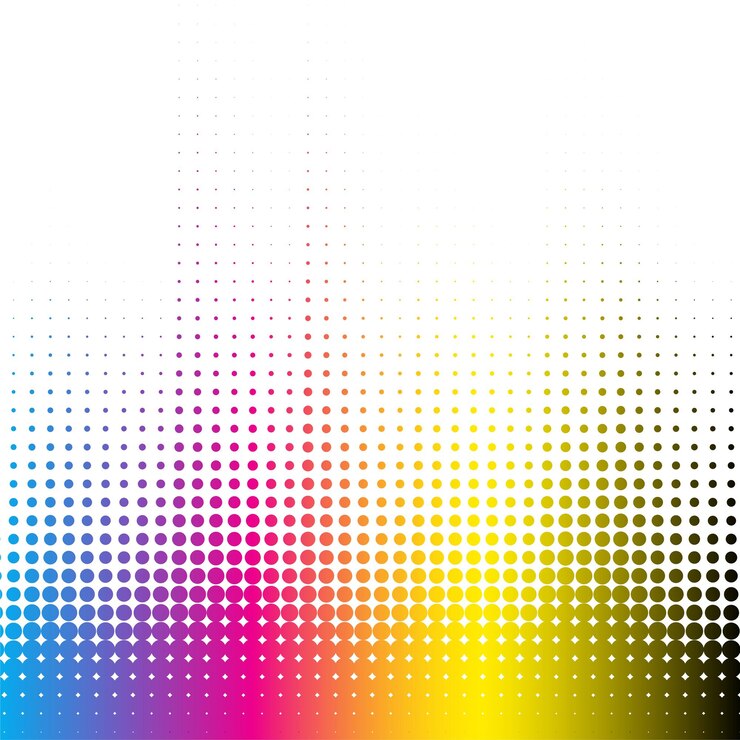 Vettore gratuito sfondo di colore cmyk a punti astratto in stile a mezza tonalità