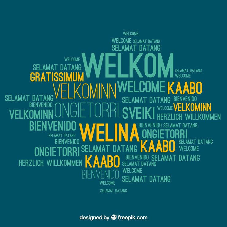 Vettore gratuito sfondo di composizione di benvenuto in diverse lingue