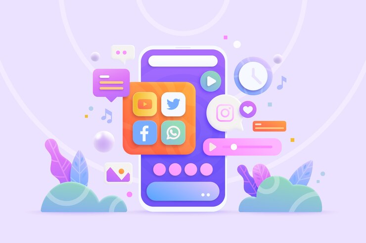 Vettore gratuito sfondo di concetto di social media 3d