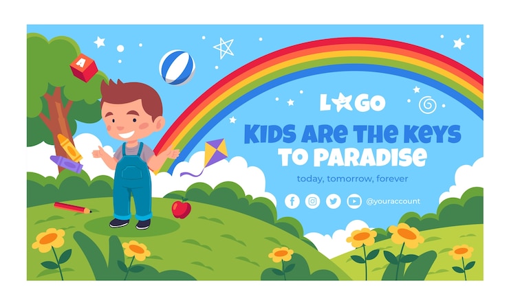 Vettore gratuito sfondo di contrazione dei bambini felici disegnati a mano