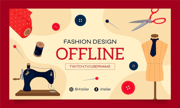 Sfondo di contrazione dell'atelier di moda disegnato a mano