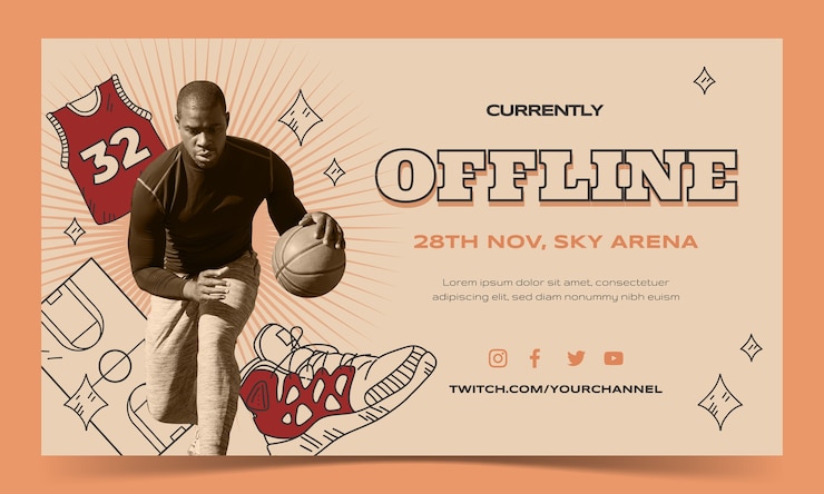 Vettore gratuito sfondo di contrazione di basket vintage disegnato a mano