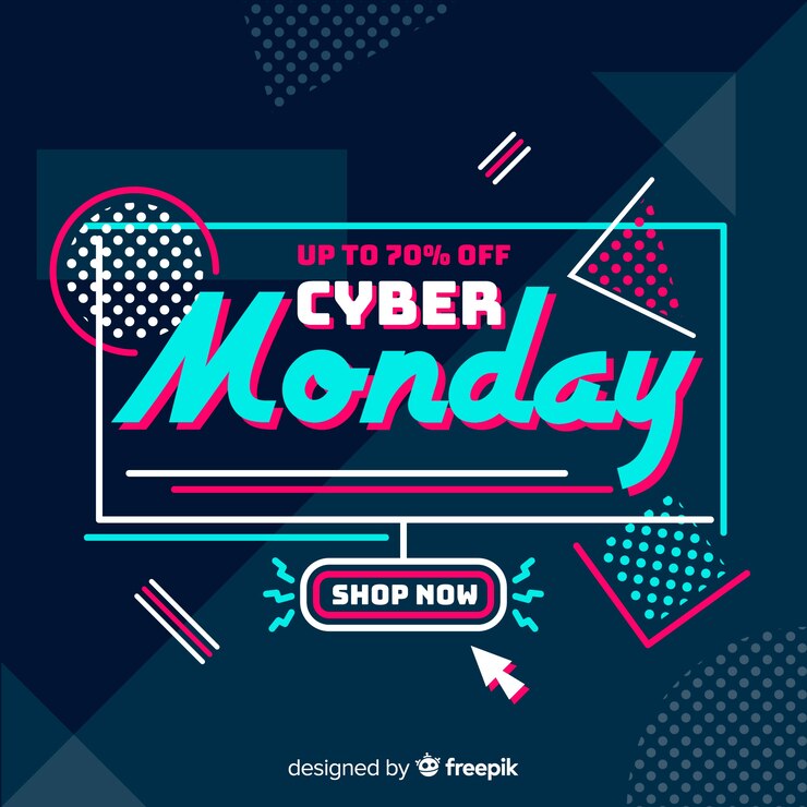 Vettore gratuito sfondo di cyber lunedì design piatto