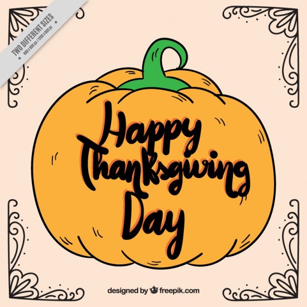 Vettore gratuito sfondo di disegnati a mano ringraziamento zucca