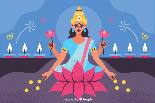 Sfondo di diwali disegnato a mano con candele