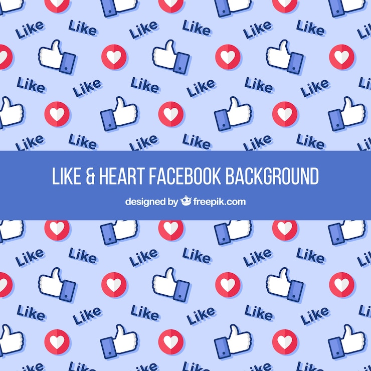 Vettore gratuito sfondo di facebook con cuori e mi piace