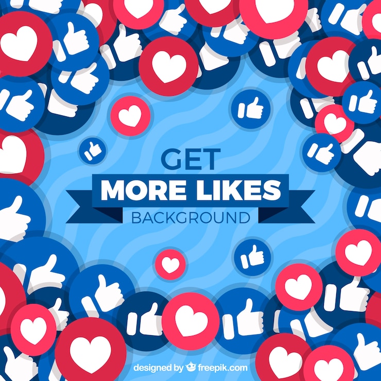 Vettore gratuito sfondo di facebook con mi piace e cuori