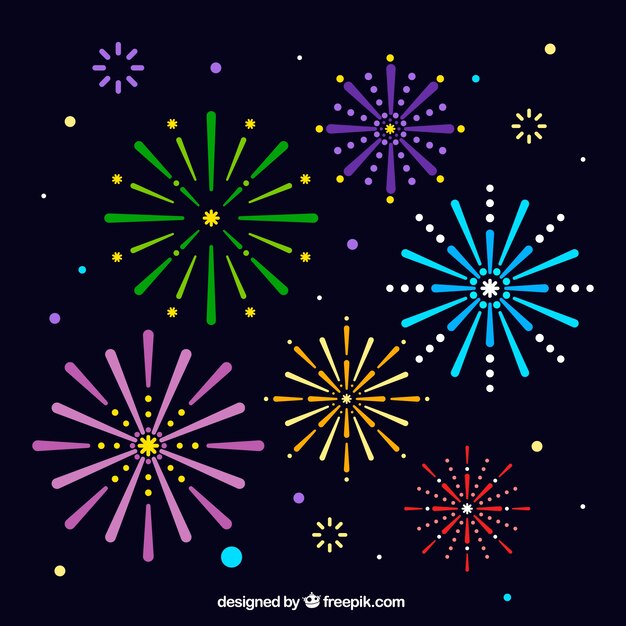 Sfondo di fuochi d&#39;artificio colorati in progettazione piatta