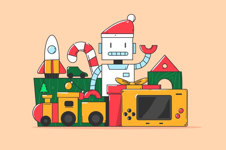 Vettore gratuito sfondo di giocattoli di natale in design piatto
