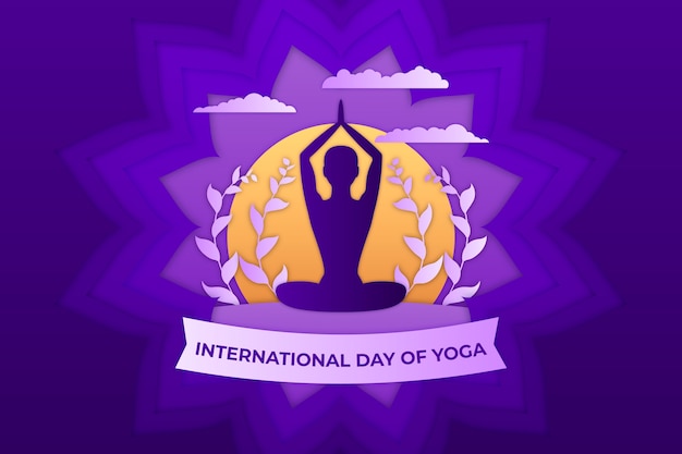 Sfondo di giornata internazionale di yoga in stile carta