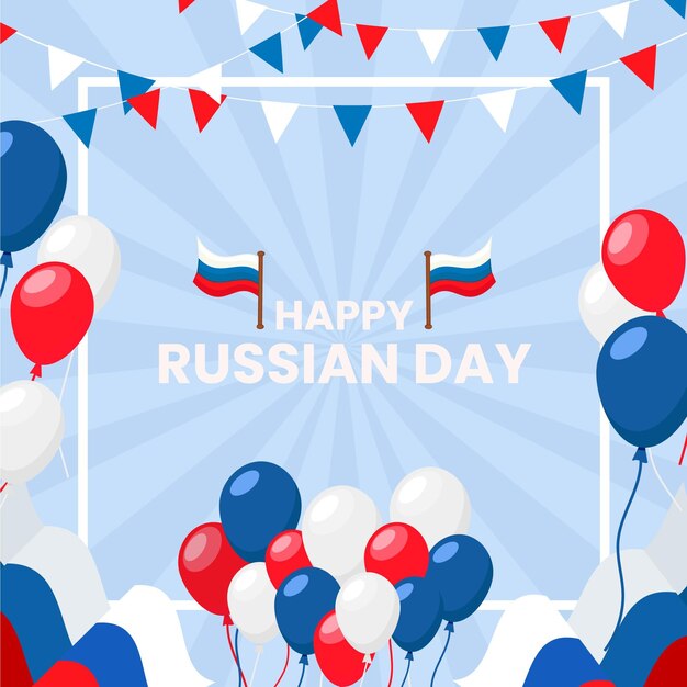 Sfondo di giorno piatto russia con palloncini