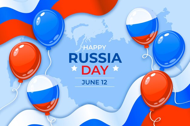 Sfondo di giorno piatto russia con palloncini