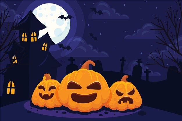 sfondo di halloween a disegno piatto