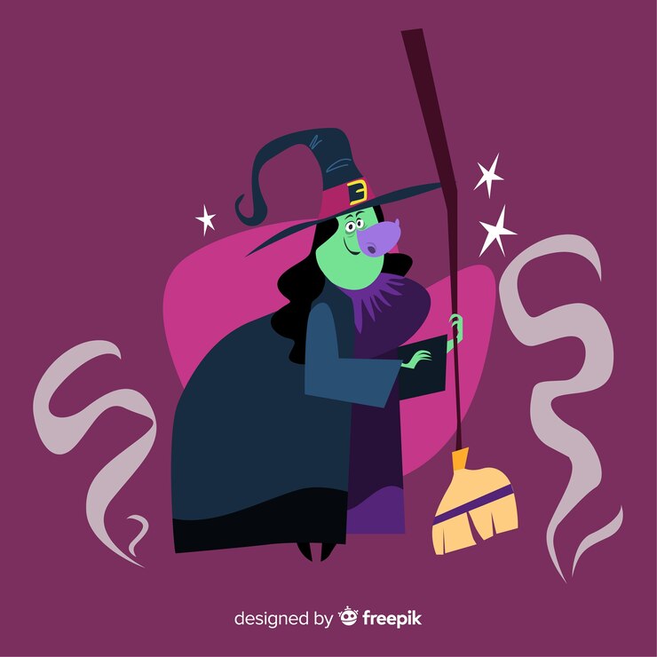 Vettore gratuito sfondo di halloween con strega