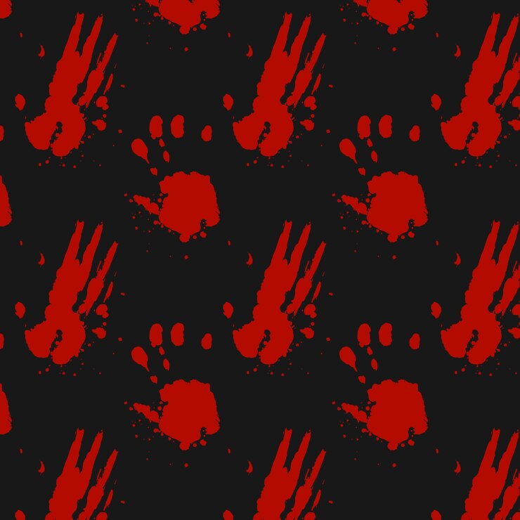 Vettore gratuito sfondo di impronte di mani insanguinate dal design piatto