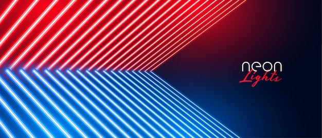 Sfondo di linee di luce al neon rosso e blu