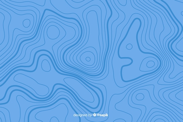 Sfondo di linee topografiche su sfumature blu