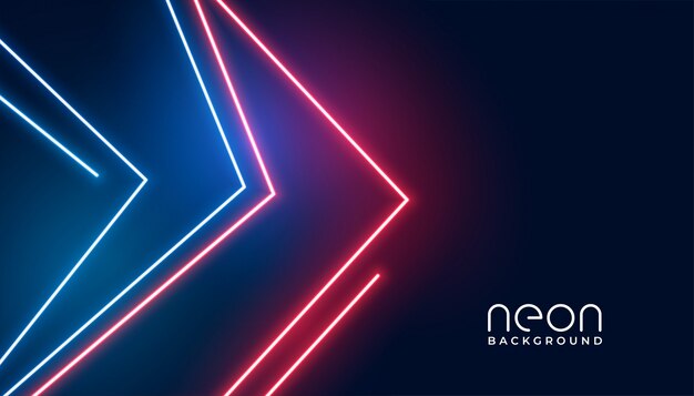 Sfondo di luci al neon stile freccia geometrica