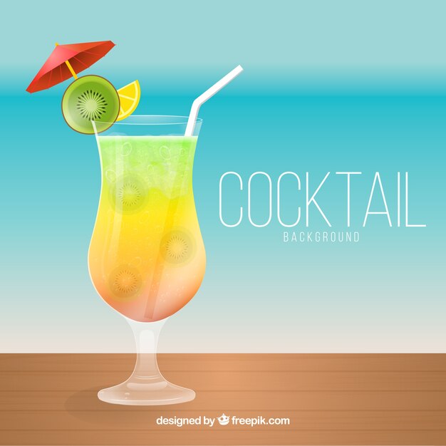 Sfondo di mare con cocktail