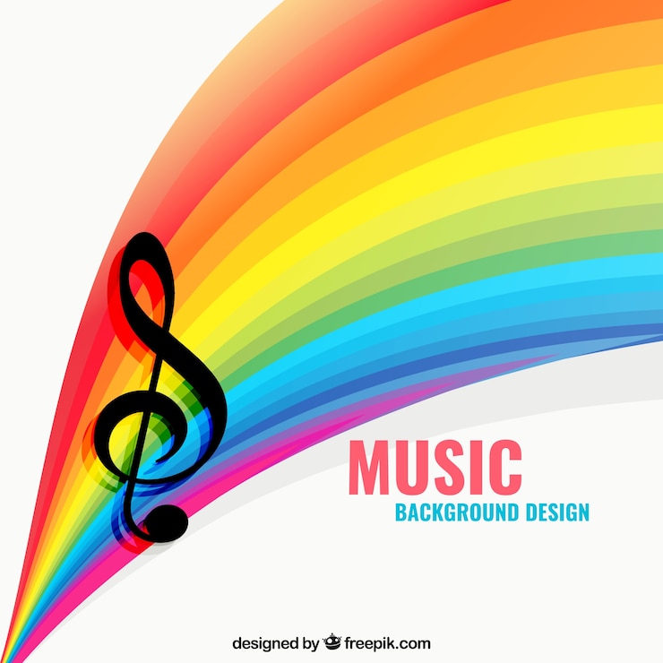 Vettore gratuito sfondo di musica con un arcobaleno