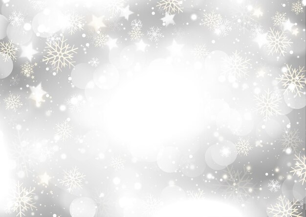 Sfondo di Natale con design di fiocchi di neve e stelle