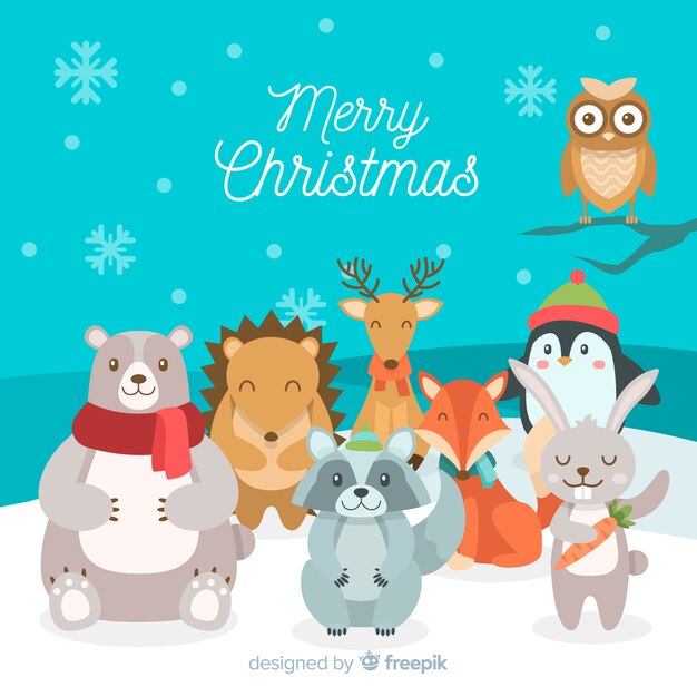 Sfondo di Natale di animali sorridenti
