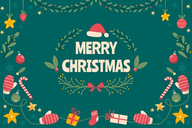 Sfondo di natale piatto disegnato a mano