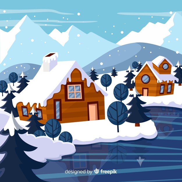 Sfondo di paesaggio invernale disegnato a mano