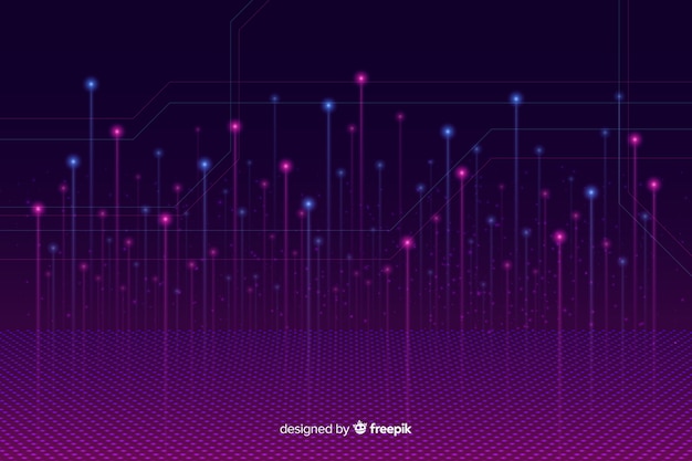 Sfondo di particelle di caduta lucido tecnologico