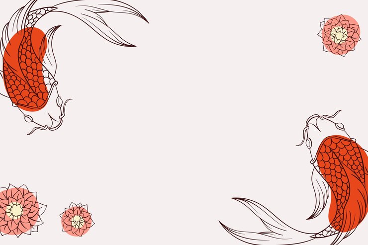 Vettore gratuito sfondo di pesce koi disegnato a mano