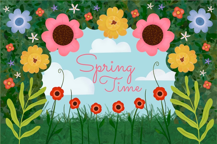 Vettore gratuito sfondo di primavera disegnato a mano