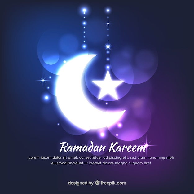 Sfondo di Ramadan con luna splendente