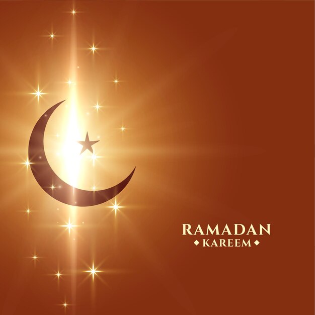 Sfondo di ramadan kareem con la luna e la stella delle scintille